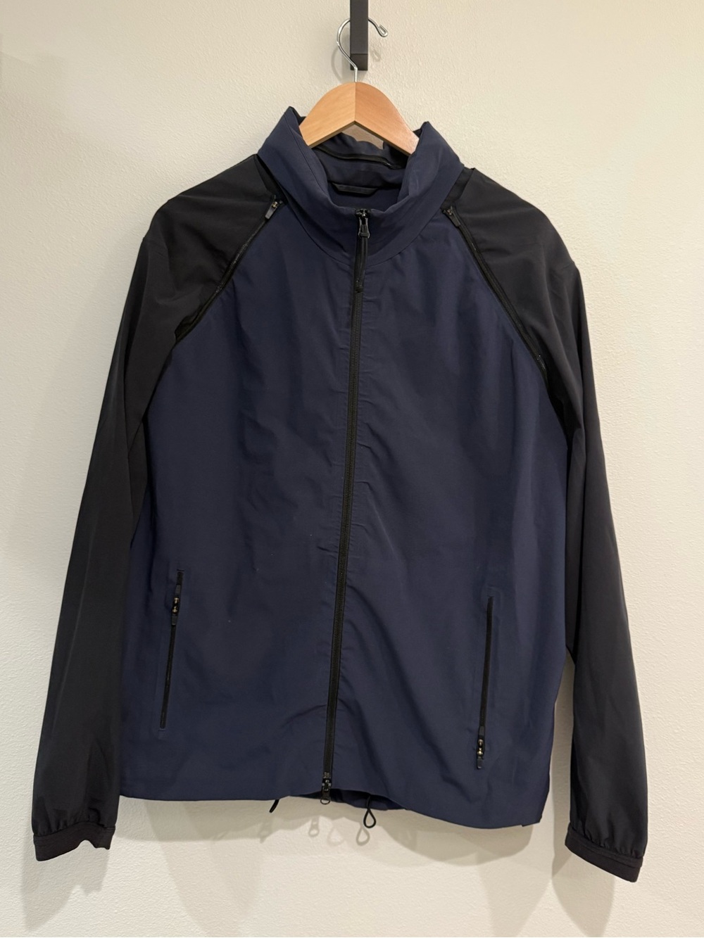Theory Two-Tone Windbreaker in Navy and Black
